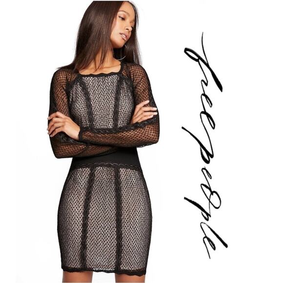 Free People Whimsy Goth Black Lace Overlay dress, Wednesday Adams, Parties,  XS - Picture 1 of 12